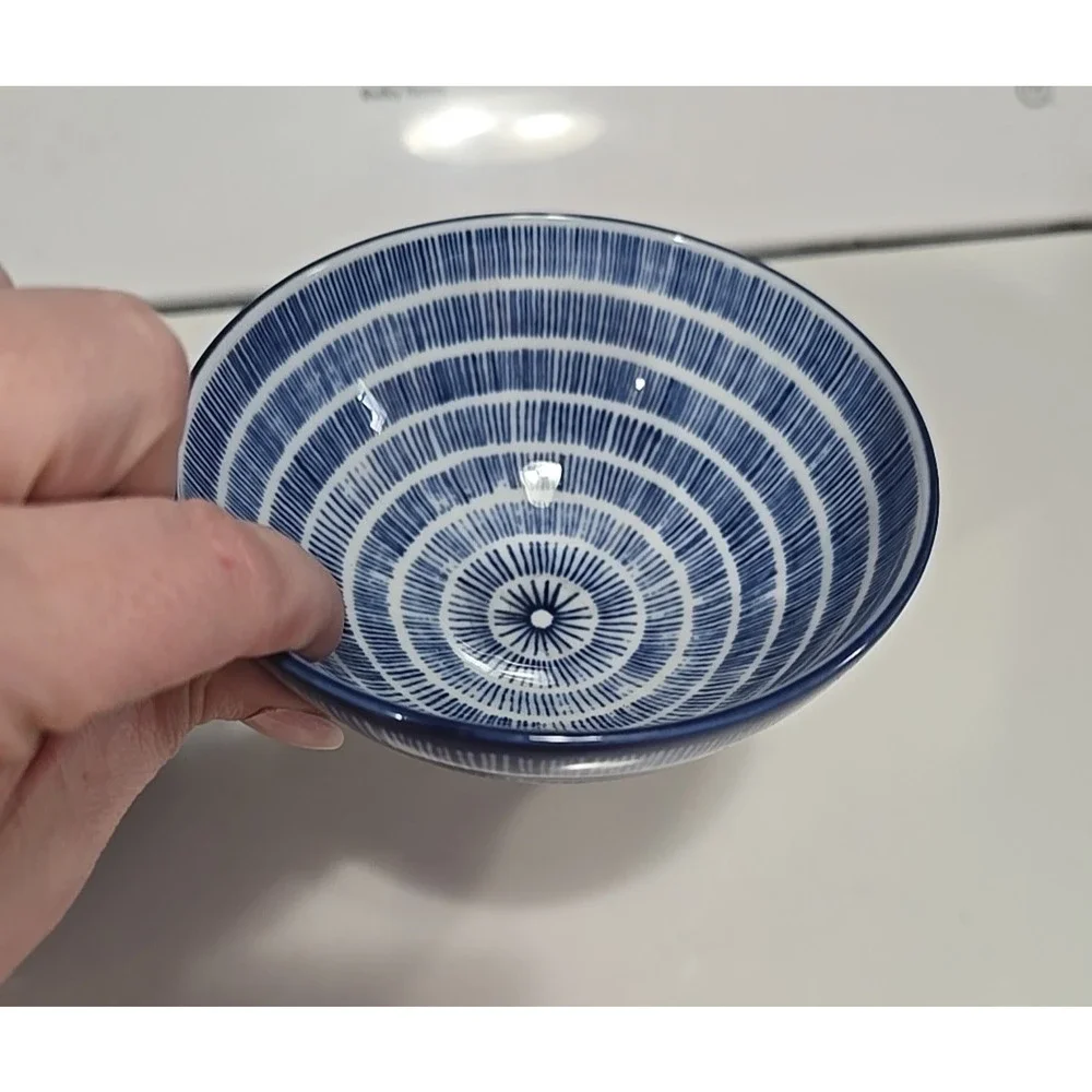 IKEA‎ Entusiasm Blue White Japanese Inspired Pattern Feldspar Porcelain Bowls